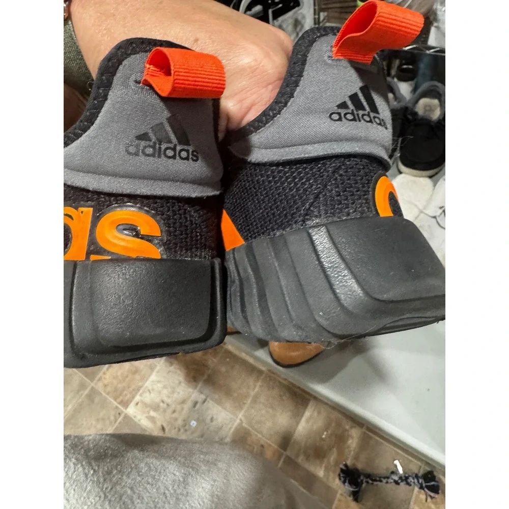 Adidas Lite Racer Adapt 5.0 Kids Shoes Black Orange Slip On Sneakers Size 3.5Y